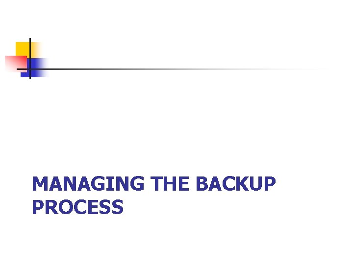 MANAGING THE BACKUP PROCESS 