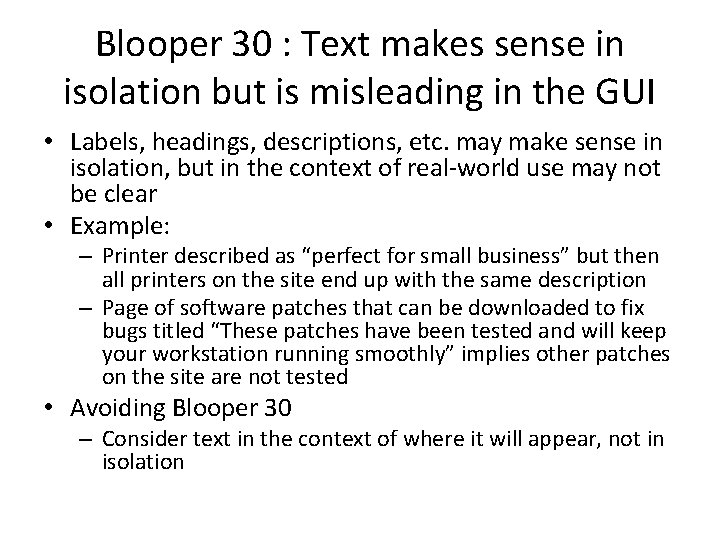 Blooper 30 : Text makes sense in isolation but is misleading in the GUI