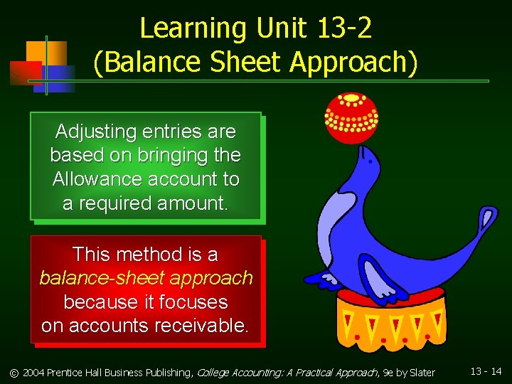 Learning Unit 13 -2 (Balance Sheet Approach) Adjusting entries are based on bringing the