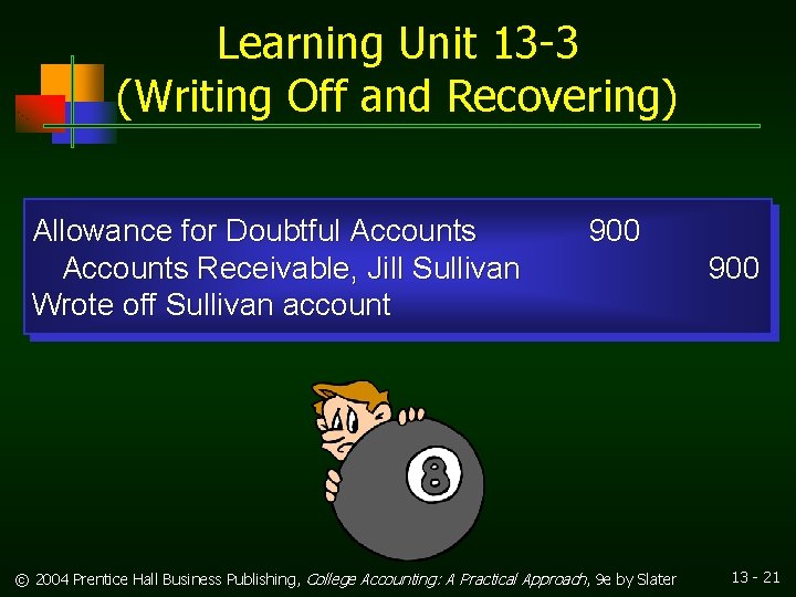 Learning Unit 13 -3 (Writing Off and Recovering) Allowance for Doubtful Accounts Receivable, Jill