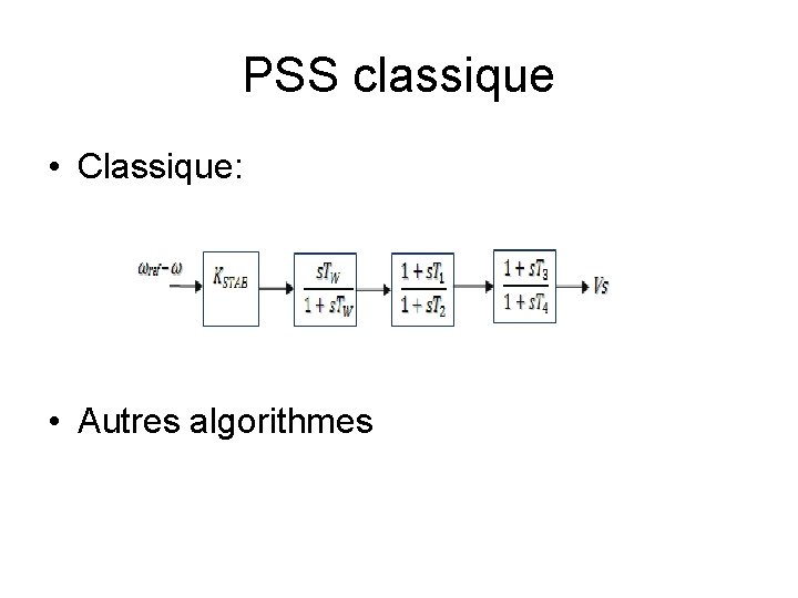 PSS classique • Classique: • Autres algorithmes 