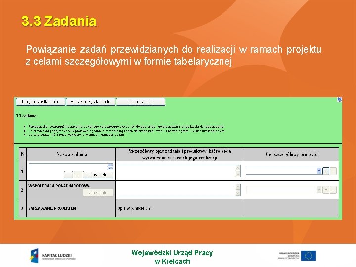 3. 3 Zadania Powiązanie zadań przewidzianych do realizacji w ramach projektu z celami szczegółowymi