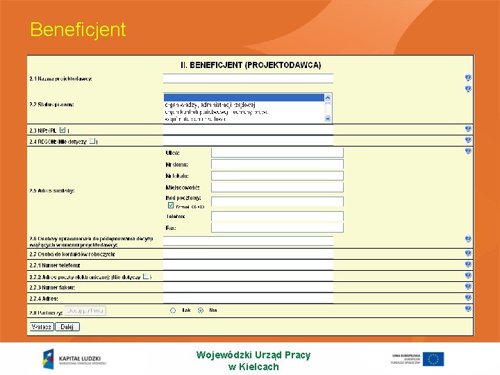 Beneficjent Wojewódzki Urząd Pracy w Kielcach 