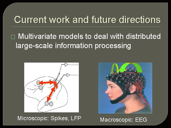 Current work and future directions � Multivariate models to deal with distributed large-scale information