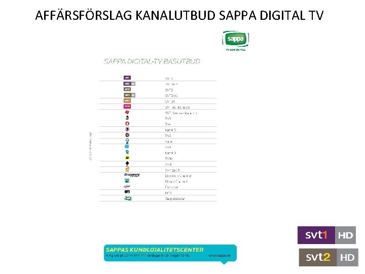 AFFÄRSFÖRSLAG KANALUTBUD SAPPA DIGITAL TV 