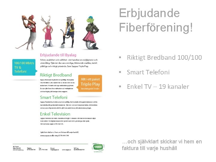 Erbjudande Fiberförening! • Riktigt Bredband 100/100 • Smart Telefoni • Enkel TV – 19