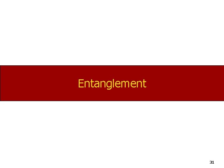 Entanglement 31 