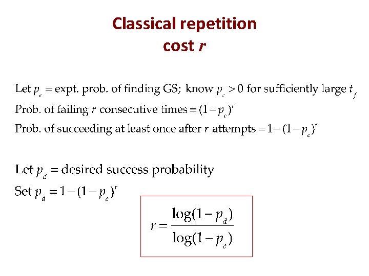 Classical repetition cost r 