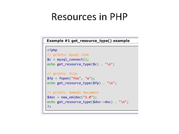 Resources in PHP 