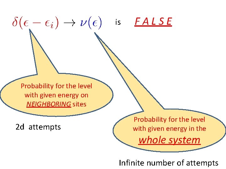 is F A L S E Probability for the level with given energy on