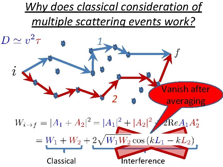 Why does classical consideration of multiple scattering events work? 1 2 Classical Vanish after