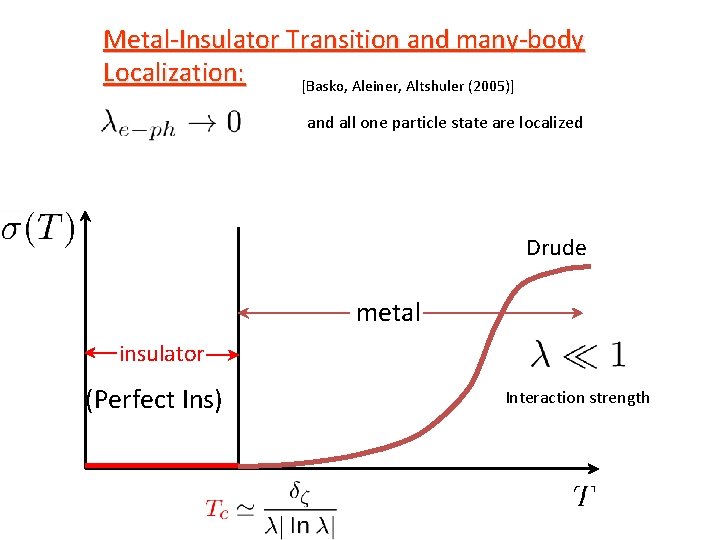 Metal-Insulator Transition and many-body Localization: [Basko, Aleiner, Altshuler (2005)] and all one particle state