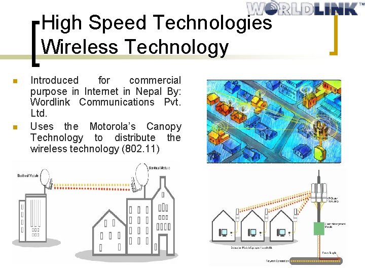 High Speed Technologies Wireless Technology n n Introduced for commercial purpose in Internet in