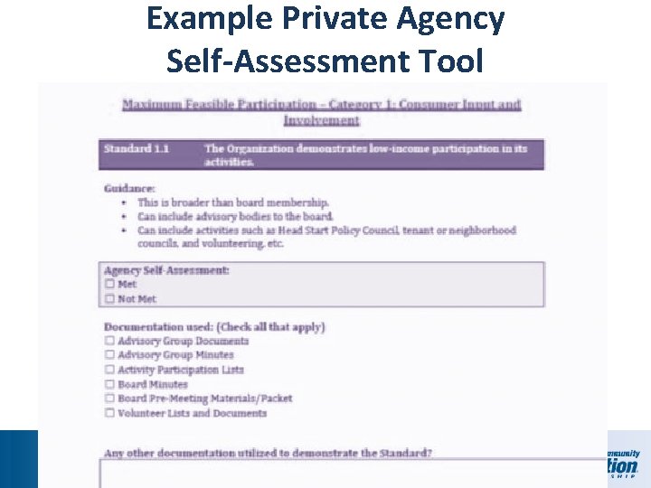 Example Private Agency Self-Assessment Tool 