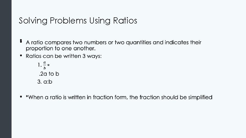 Solving Problems Using Ratios • Solving Problems Using Ratios •