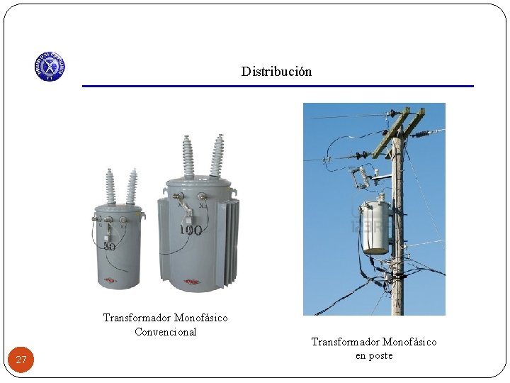 Distribución Transformador Monofásico Convencional 27 Transformador Monofásico en poste 