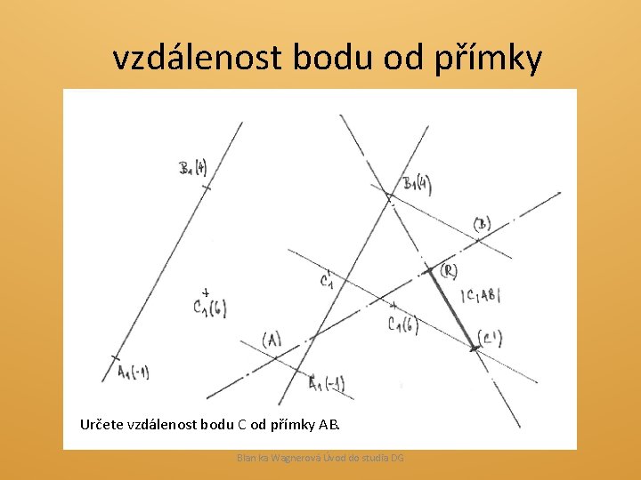 vzdálenost bodu od přímky Určete vzdálenost bodu C od přímky AB. Blan ka Wagnerová