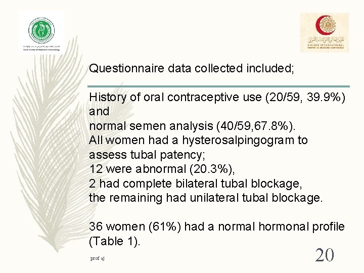 Questionnaire data collected included; History of oral contraceptive use (20/59, 39. 9%) and normal