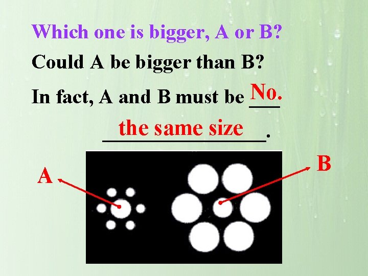Which one is bigger, A or B? Could A be bigger than B? No.
