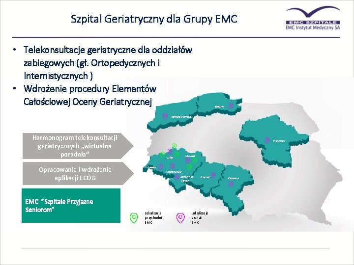 0 9 Szpital Geriatryczny dla Grupy EMC • Telekonsultacje geriatryczne dla oddziałów zabiegowych (gł.