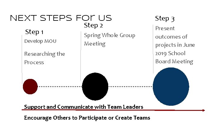 NEXT STEPS For US Step 1 Develop MOU Step 2 Spring Whole Group Meeting