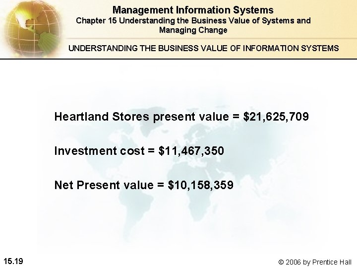 Management Information Systems Chapter 15 Understanding the Business Value of Systems and Managing Change