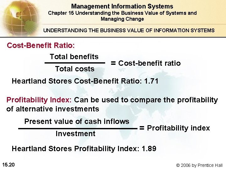 Management Information Systems Chapter 15 Understanding the Business Value of Systems and Managing Change