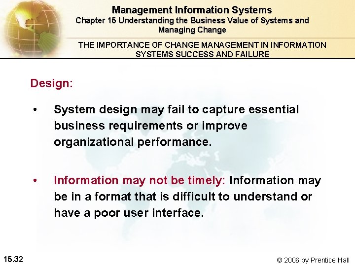 Management Information Systems Chapter 15 Understanding the Business Value of Systems and Managing Change