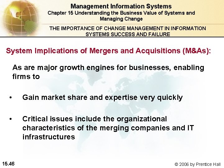 Management Information Systems Chapter 15 Understanding the Business Value of Systems and Managing Change