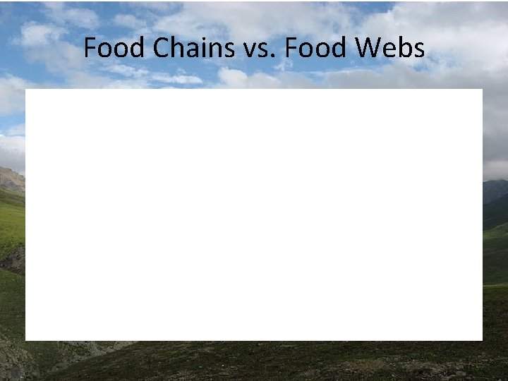 Food Chains vs. Food Webs Food Chains vs. Food Webs