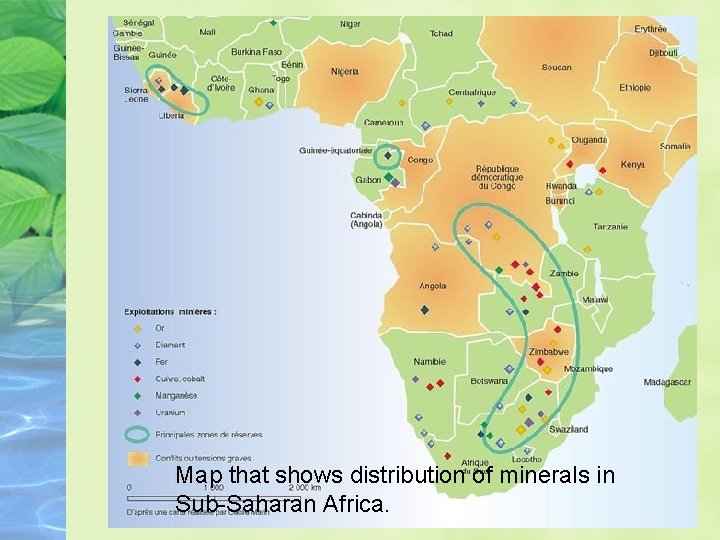 Map that shows distribution of minerals in Sub-Saharan Africa. 