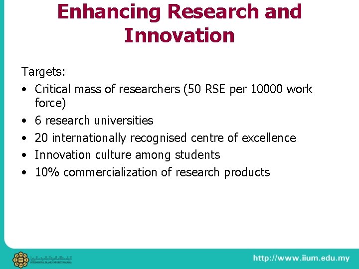 Enhancing Research and Innovation Targets: • Critical mass of researchers (50 RSE per 10000