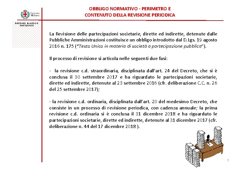 OBBLIGO NORMATIVO - PERIMETRO E CONTENUTO DELLA REVISIONE PERIODICA DIREZIONE BILANCIO E PARTECIPATE La