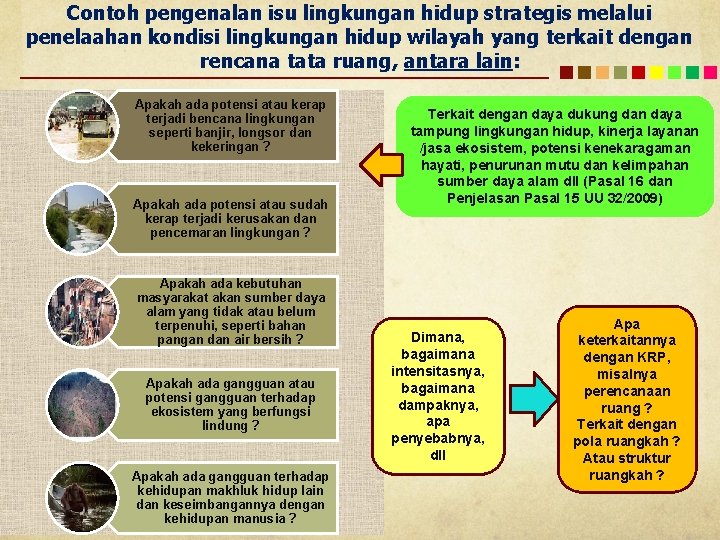 Contoh pengenalan isu lingkungan hidup strategis melalui penelaahan kondisi lingkungan hidup wilayah yang terkait