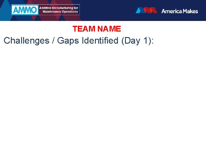 TEAM NAME Challenges / Gaps Identified (Day 1): 