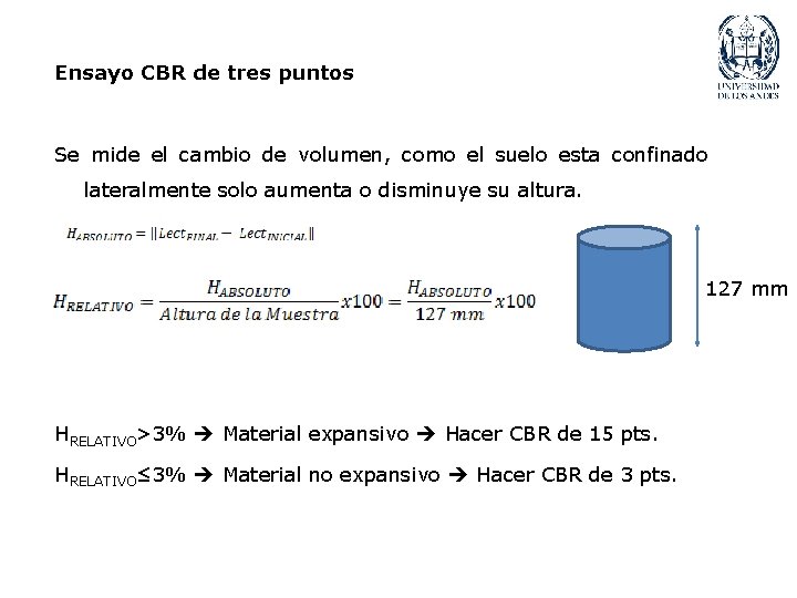 Ensayo CBR de tres puntos Se mide el cambio de volumen, como el suelo