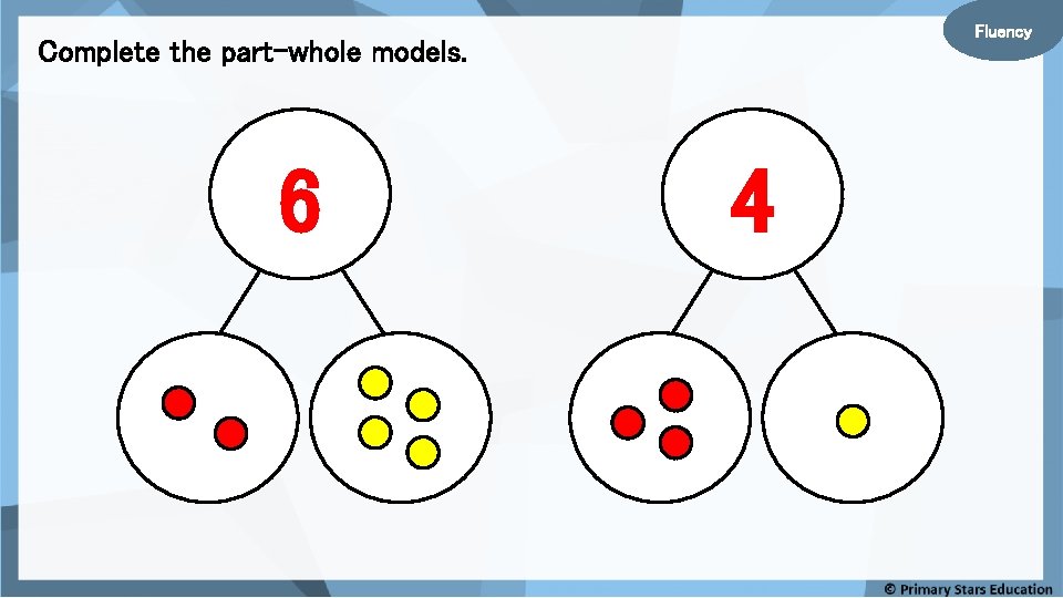Fluency Complete the part-whole models. 6 4 