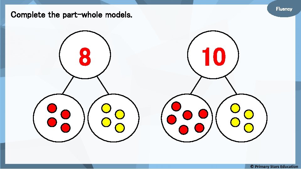 Fluency Complete the part-whole models. 8 10 
