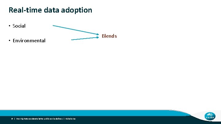 Real-time data adoption • Social • Environmental 25 | How Big Data can elevate