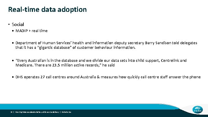 Real-time data adoption • Social • MADIP + real time • Department of Human