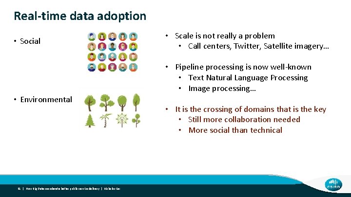 Real-time data adoption • Social • Scale is not really a problem • Call