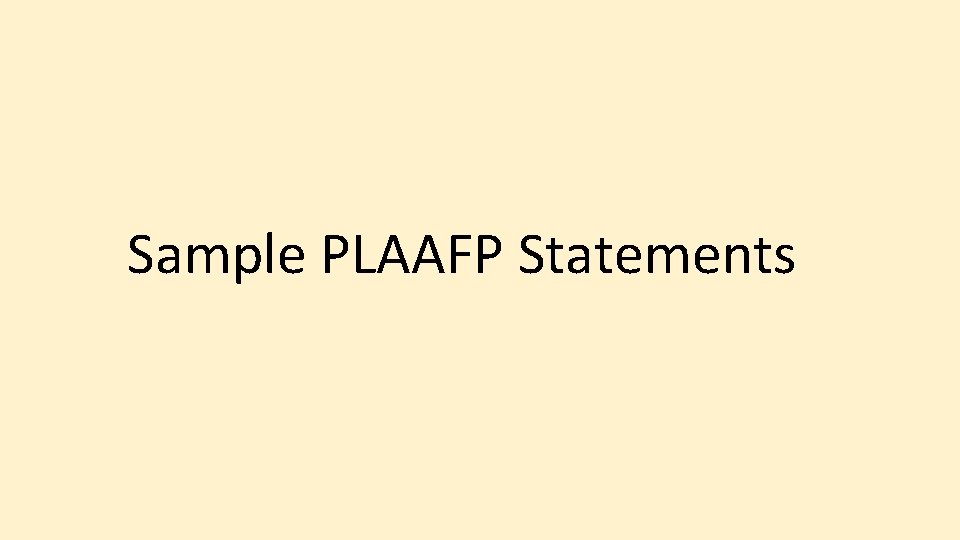 Sample PLAAFP Statements 