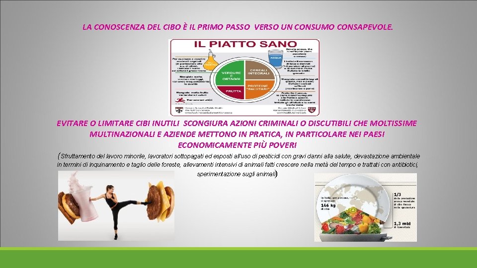 LA CONOSCENZA DEL CIBO È IL PRIMO PASSO VERSO UN CONSUMO CONSAPEVOLE. EVITARE O