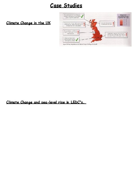 Case Studies Climate Change in the UK Climate Change and sea-level rise in LEDC’’s.