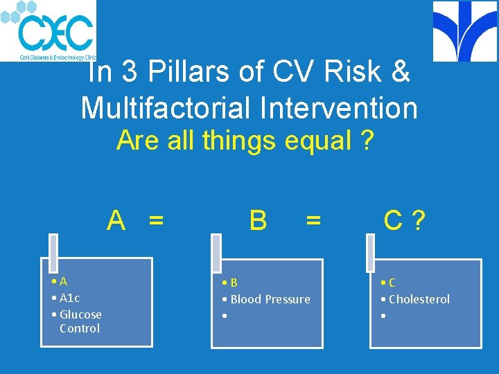 In 3 Pillars of CV Risk & Multifactorial Intervention Are all things equal ?