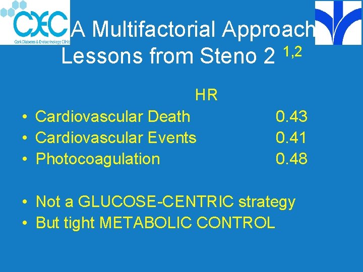 A Multifactorial Approach Lessons from Steno 2 1, 2 HR • Cardiovascular Death •