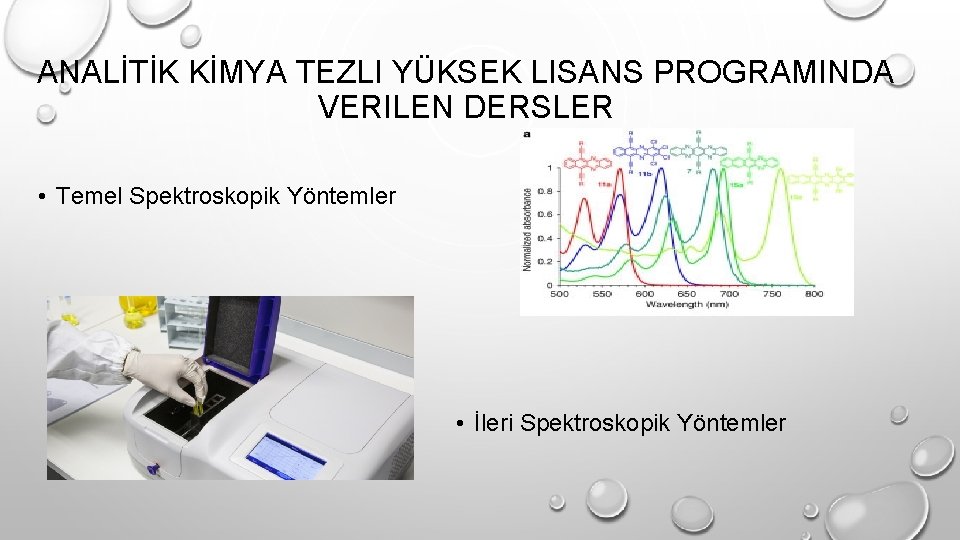 ANALİTİK KİMYA TEZLI YÜKSEK LISANS PROGRAMINDA VERILEN DERSLER • Temel Spektroskopik Yöntemler • İleri