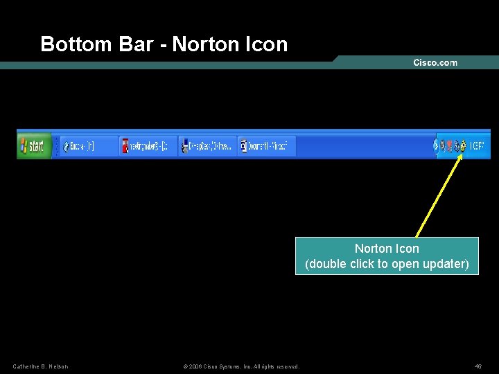 Bottom Bar - Norton Icon (double click to open updater) Catherine B. Nelson ©