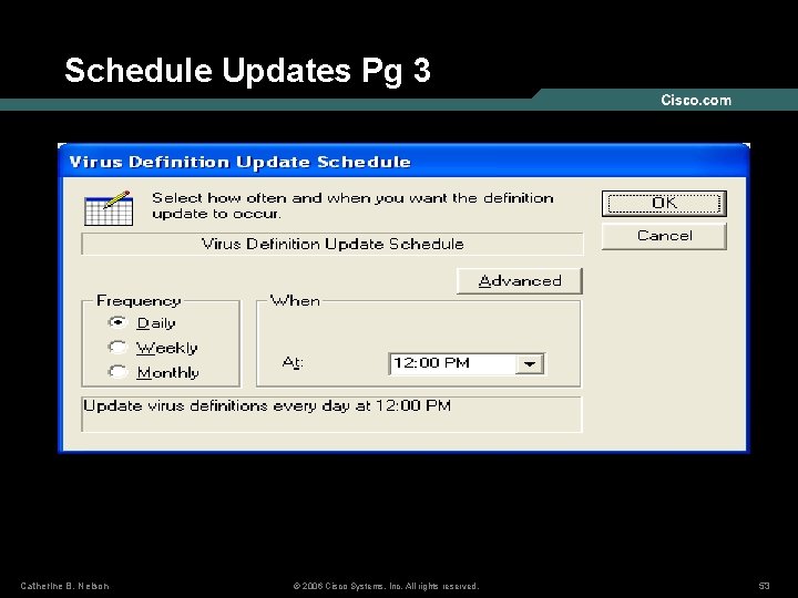 Schedule Updates Pg 3 Catherine B. Nelson © 2006 Cisco Systems, Inc. All rights