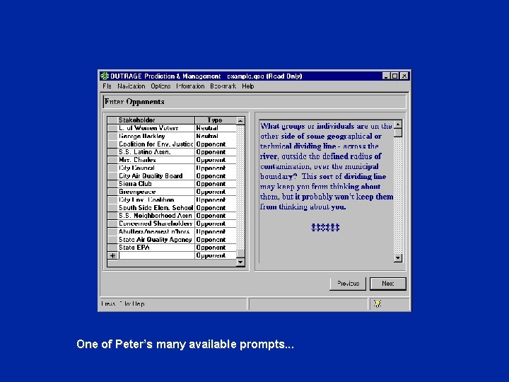 One of Peter’s many available prompts. . . 